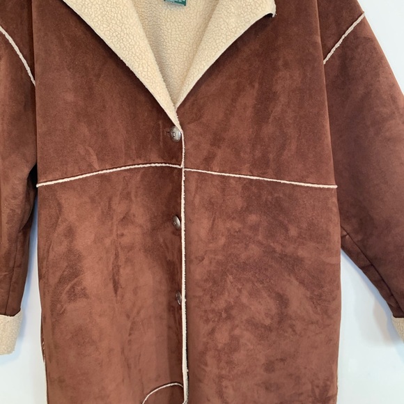 Lauren Ralph Lauren Sherpa Faux Suede Shearling Size 1X Western Country Coat - Picture 5 of 14